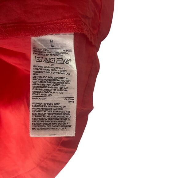 GAP Women's Medium Red Cotton Light Weight Scallop Sleevless Semi Sheer‎ Blouse - Picture 6 of 8